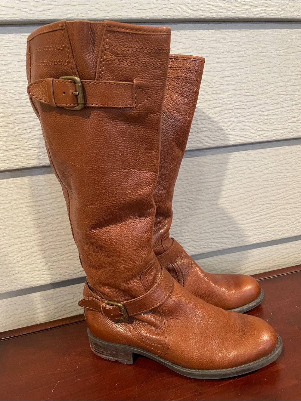 Franco Sarto Tall Leather Riding Boots - Brown